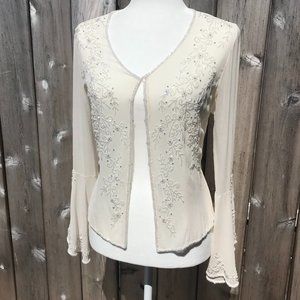 Newport News Silk Beaded Sheer Cardigan sz 10